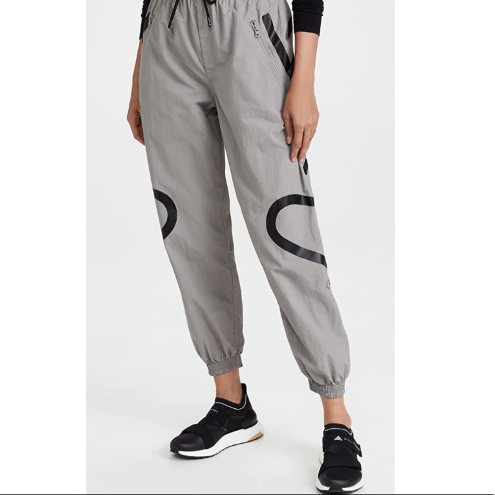 Adidas by Stella McCartney Light Gray Track Pants with Black Graphics